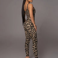 WW | Damen Jumpsuit Mit Leopardenmuster Trendy Sportlicher Catsuit Mit Hohem Stretch