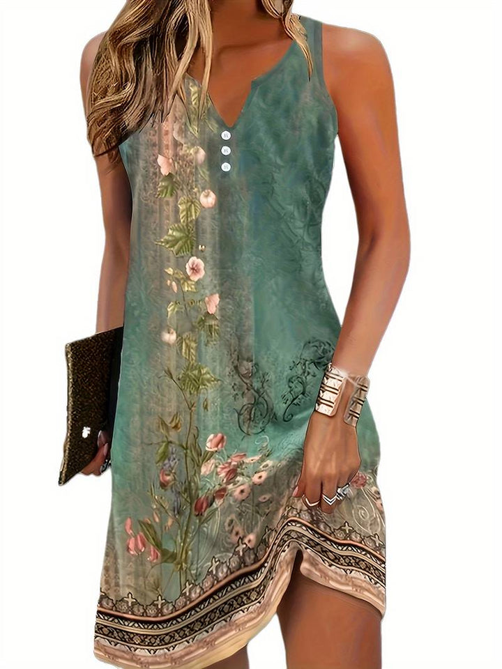 W&W Mode | Ärmellos Lockere Passform Boho Kleid Sommerkleid
