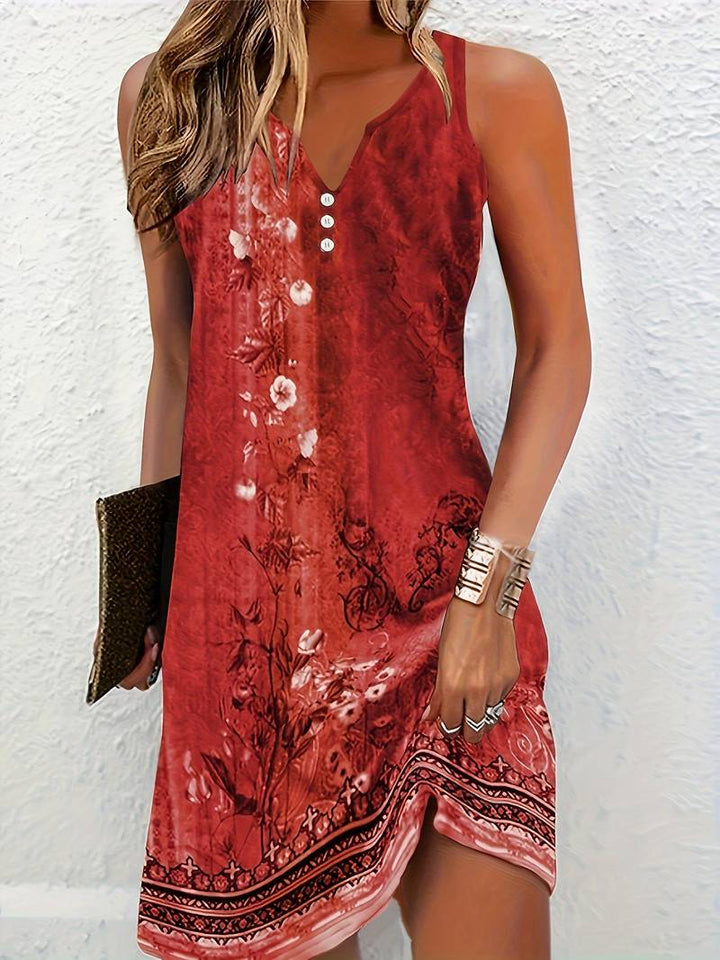 W&W Mode | Ärmellos Lockere Passform Boho Kleid Sommerkleid