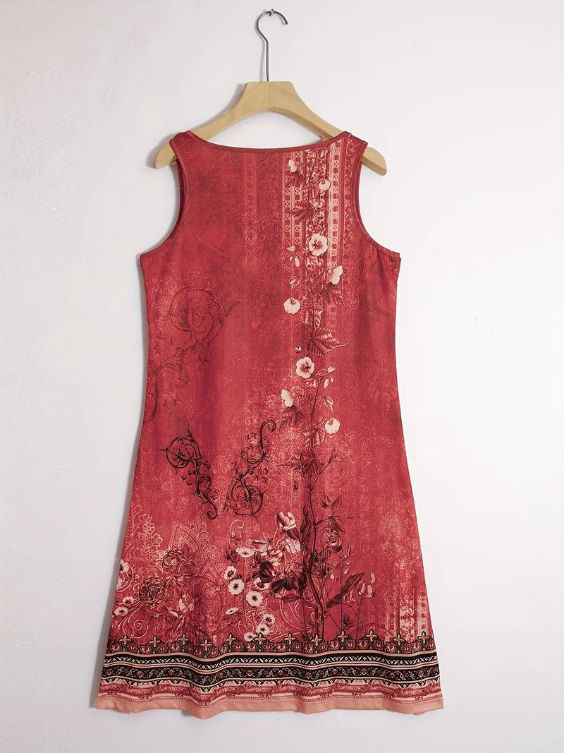 W&W Mode | Ärmellos Lockere Passform Boho Kleid Sommerkleid