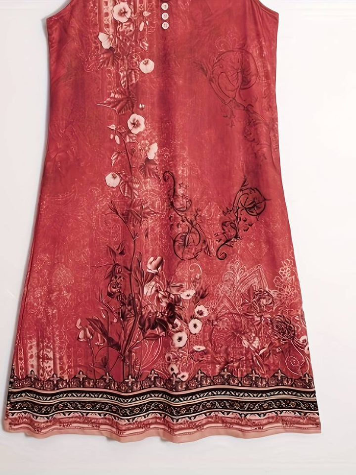 W&W Mode | Ärmellos Lockere Passform Boho Kleid Sommerkleid