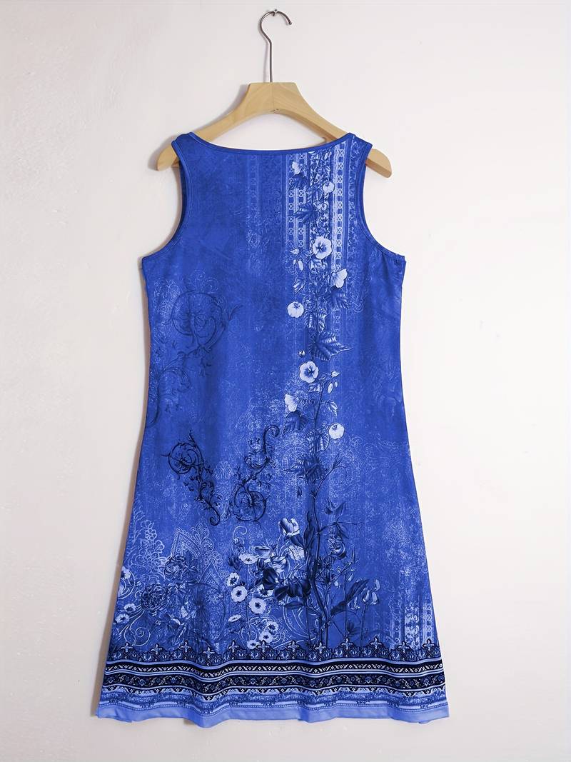 W&W Mode | Ärmellos Lockere Passform Boho Kleid Sommerkleid