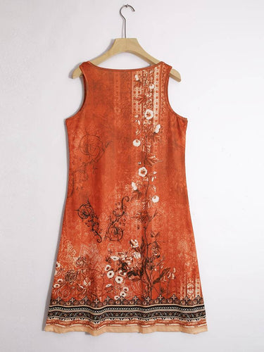 W&W Mode | Ärmellos Lockere Passform Boho Kleid Sommerkleid