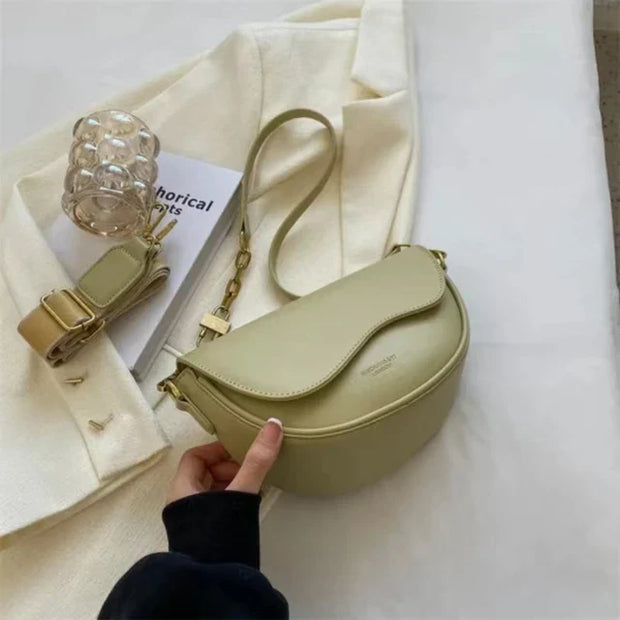 WW - Damen Schultertasche aus PU-Leder mit breitem Riemen
