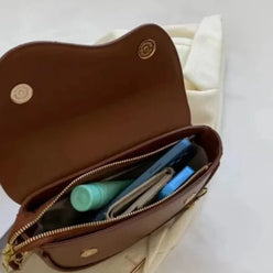 WW - Damen Schultertasche aus PU-Leder mit breitem Riemen