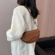 WW - Damen Schultertasche aus PU-Leder mit breitem Riemen