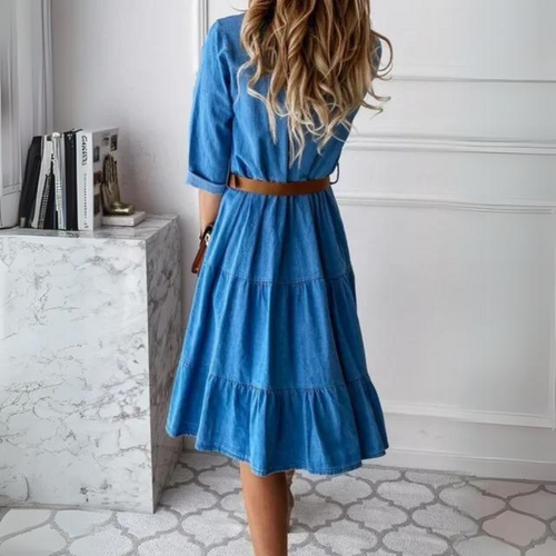 W&W Mode | Elegantes Denim-Kleid mit Gürtel