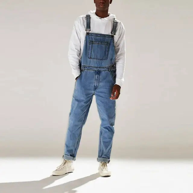 WW | Lässige Jumpsuits aus Denim mit Verstellbaren Trägern und Taschen