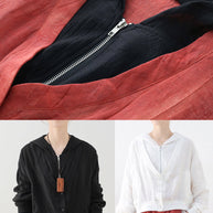 WW | Rote Colorblock Patchwork Leinen Fake Zwei Stück Mäntel Langarm