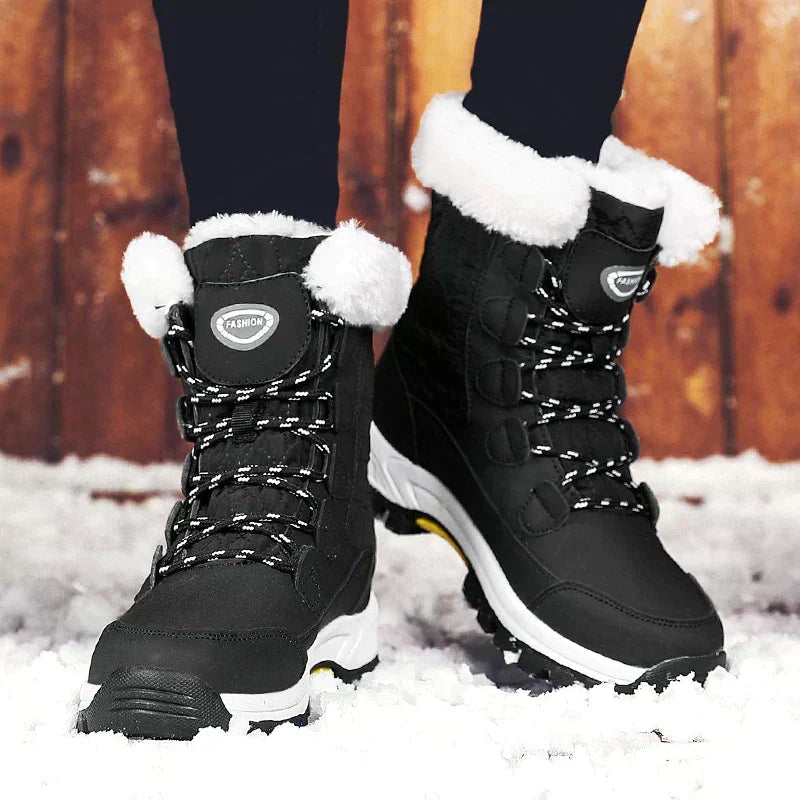 W&W Mode | Klassische Winter Midi Stiefel mit Futter für Frauen