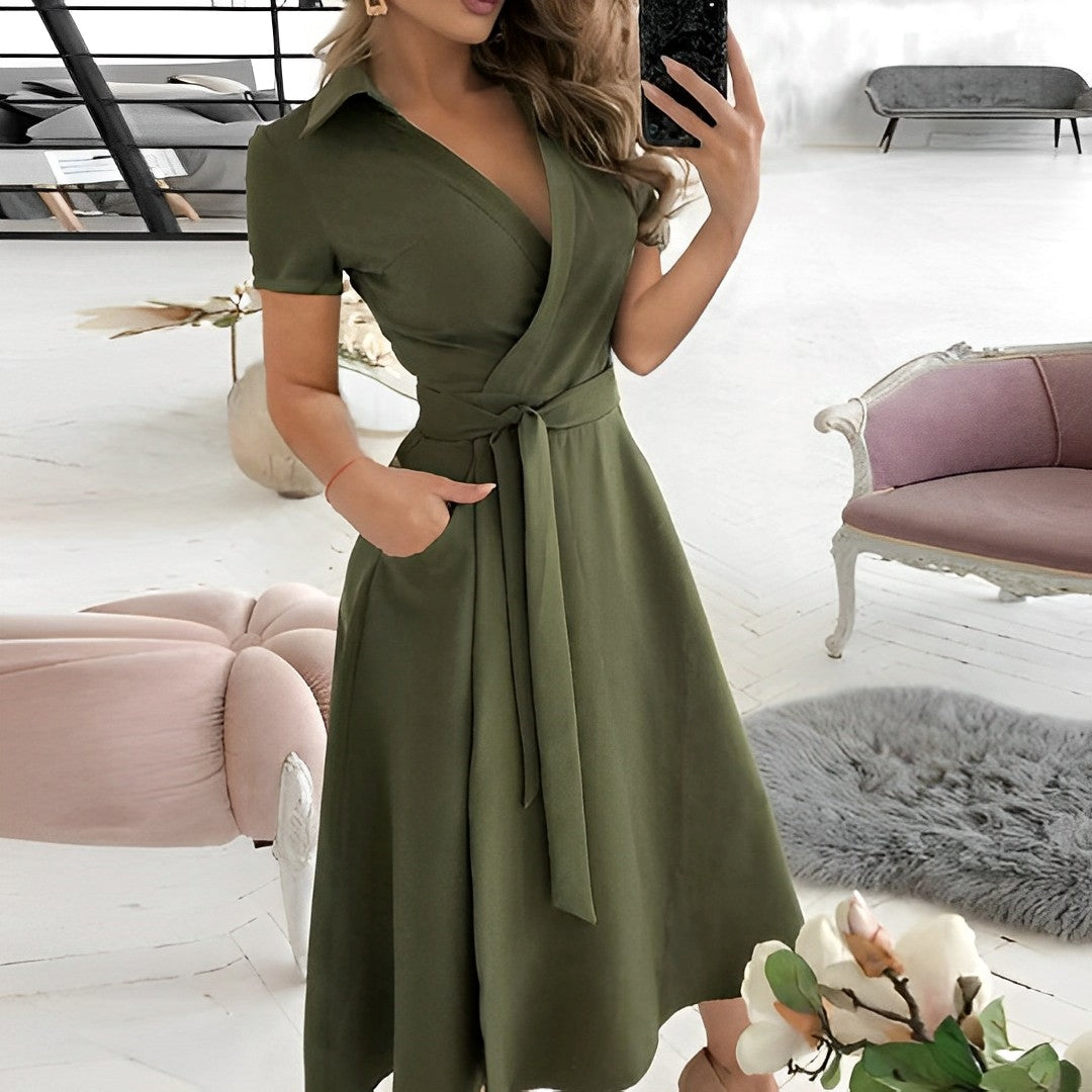 W&W Mode | A-Linien Kleid mit V-Ausschnitt für Damen - Elegant und Zeitlos
