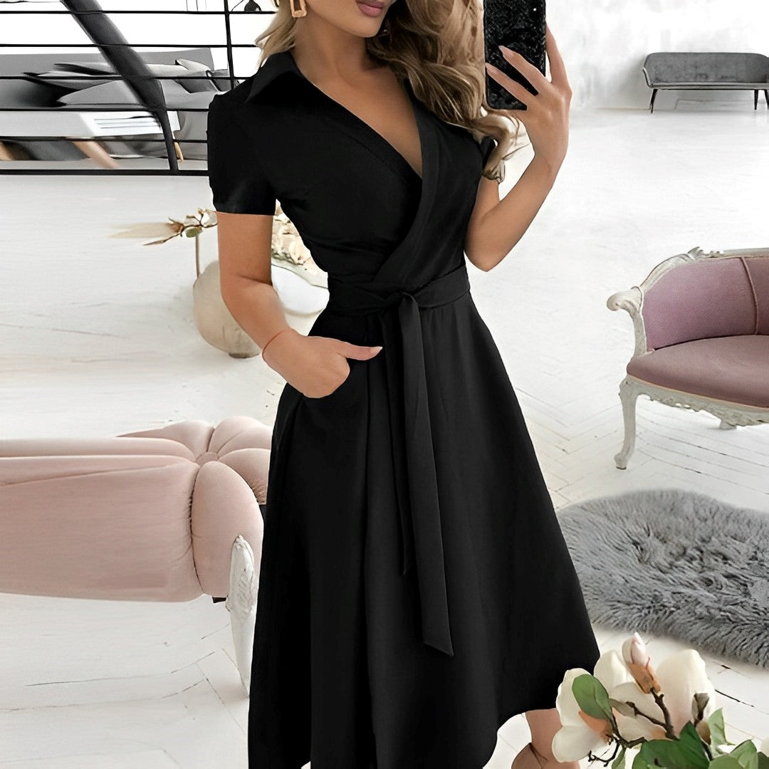 W&W Mode | A-Linien Kleid mit V-Ausschnitt für Damen - Elegant und Zeitlos