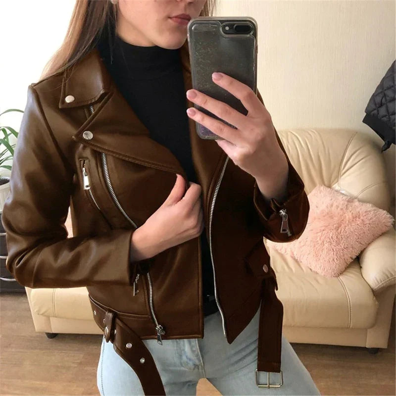W&W Mode | Lederjacke Mit Herbst-Winter Wärme Für Frauen