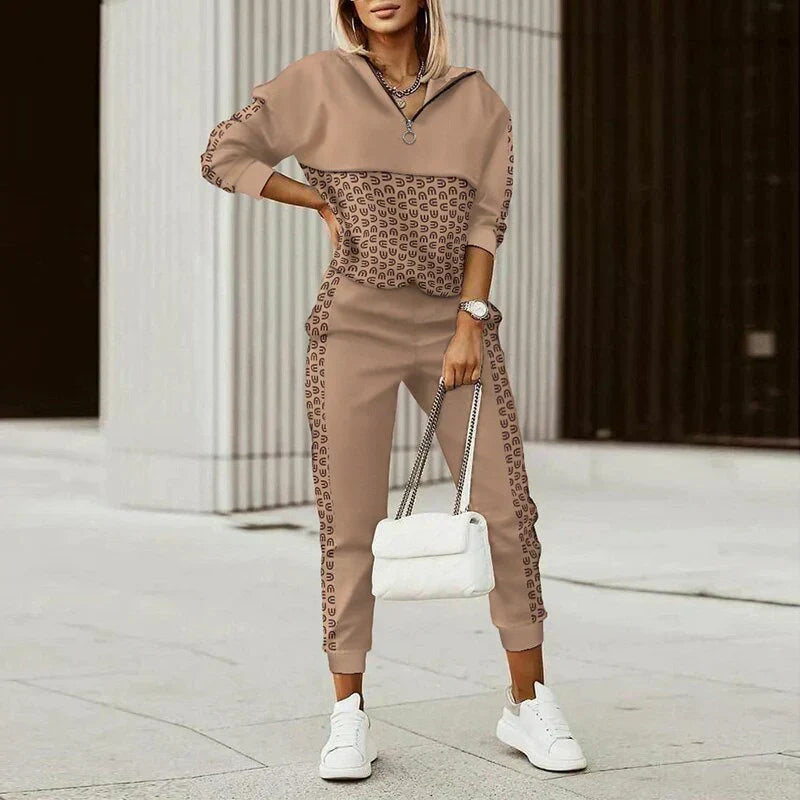 WW | Damen Stilvoll 2 Teile Jogginganzug Set