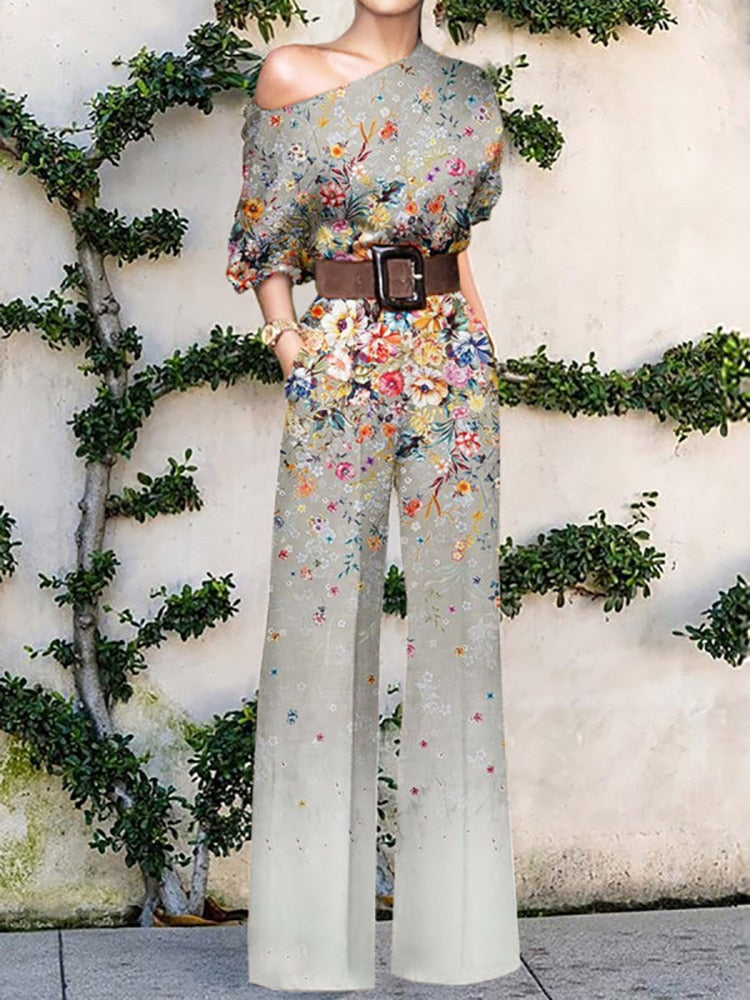 WW | trägerloser Jumpsuit mit Blumenmuster