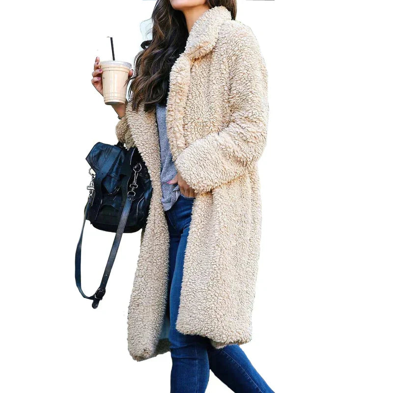 WW | Lange Damenmantel mit Plüschfutter - Bequeme Winterjacke