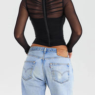 Mozision Sheer Mesh Sexy Langarmshirt