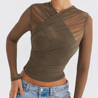 Mozision Sheer Mesh Sexy Langarmshirt