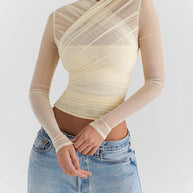 Mozision Sheer Mesh Sexy Langarmshirt