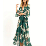 WW | 3/4 Arm V-Ausschnitt Maxikleid für Eleganz