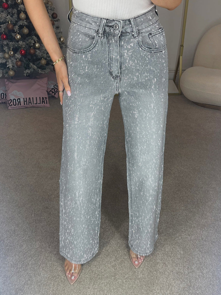 W&W Mode | Jeans Mit Hoher Taille Und Diamant Details
