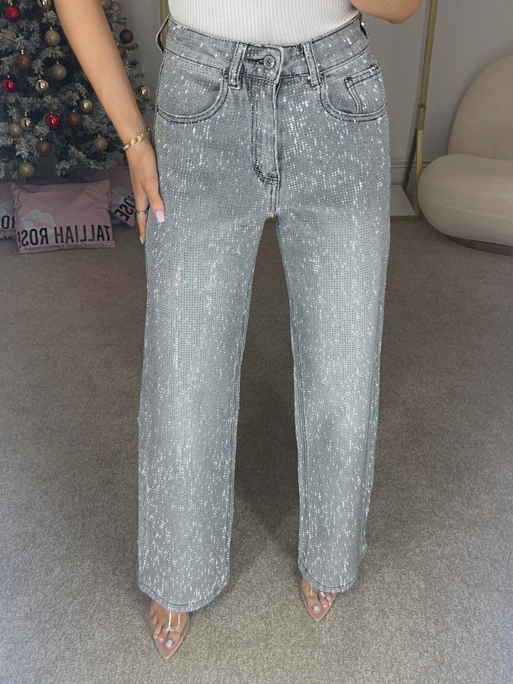 W&W Mode | Jeans Mit Hoher Taille Und Diamant Details