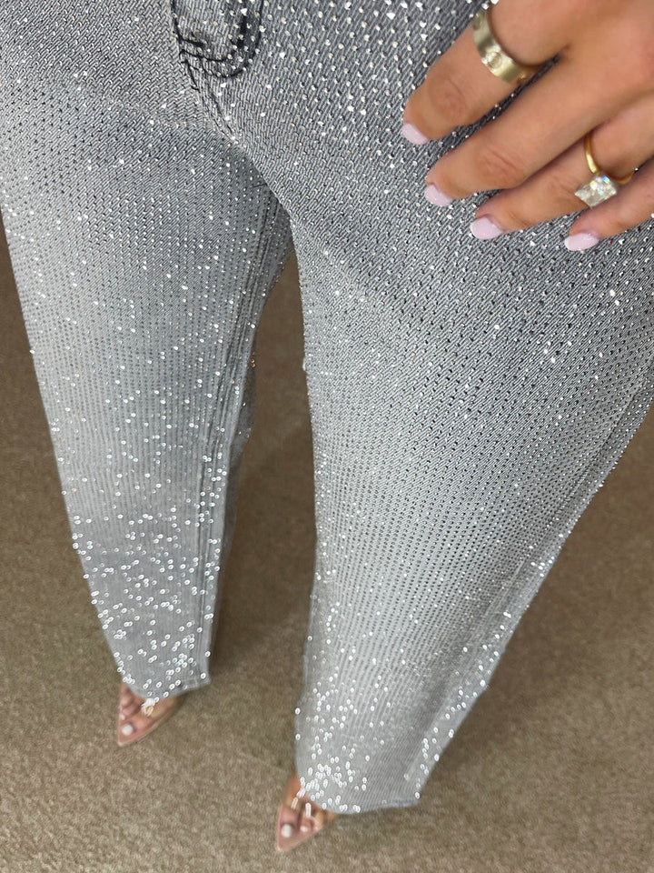 W&W Mode | Jeans Mit Hoher Taille Und Diamant Details