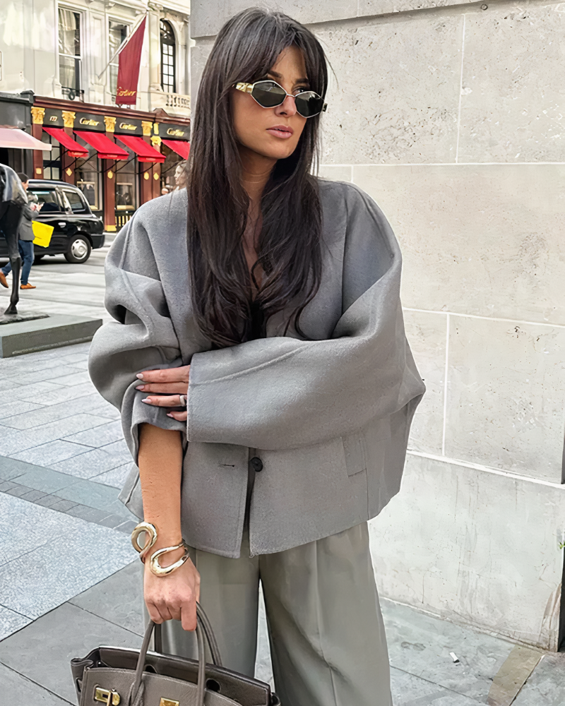 WW - Damen oversized cropped Jacke mit weit geschnittenen Hosen
