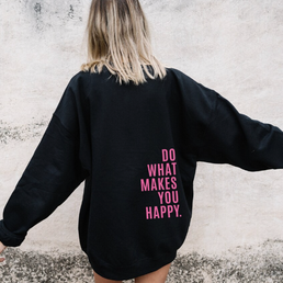 Hoodie mit Happy-Statement