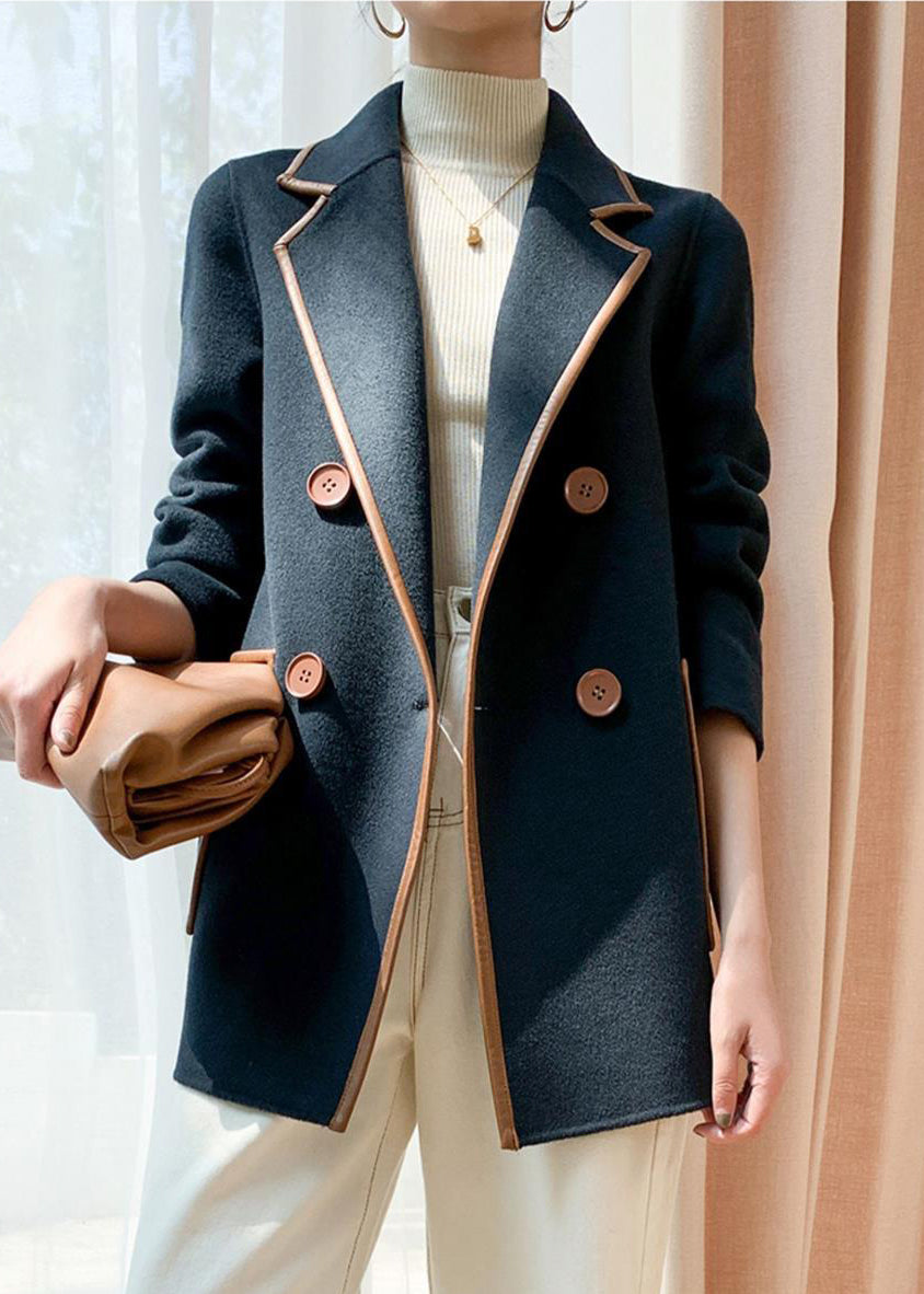 WW | Patchwork Wollmäntel Peter Pan Kragen Doppelbrust