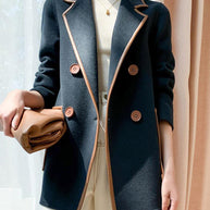 WW | Patchwork Wollmäntel Peter Pan Kragen Doppelbrust