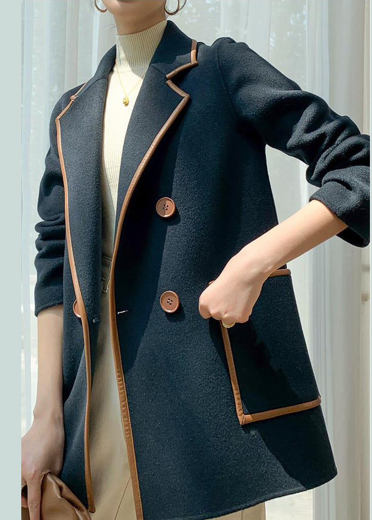 WW | Patchwork Wollmäntel Peter Pan Kragen Doppelbrust