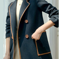 WW | Patchwork Wollmäntel Peter Pan Kragen Doppelbrust