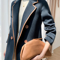 WW | Patchwork Wollmäntel Peter Pan Kragen Doppelbrust