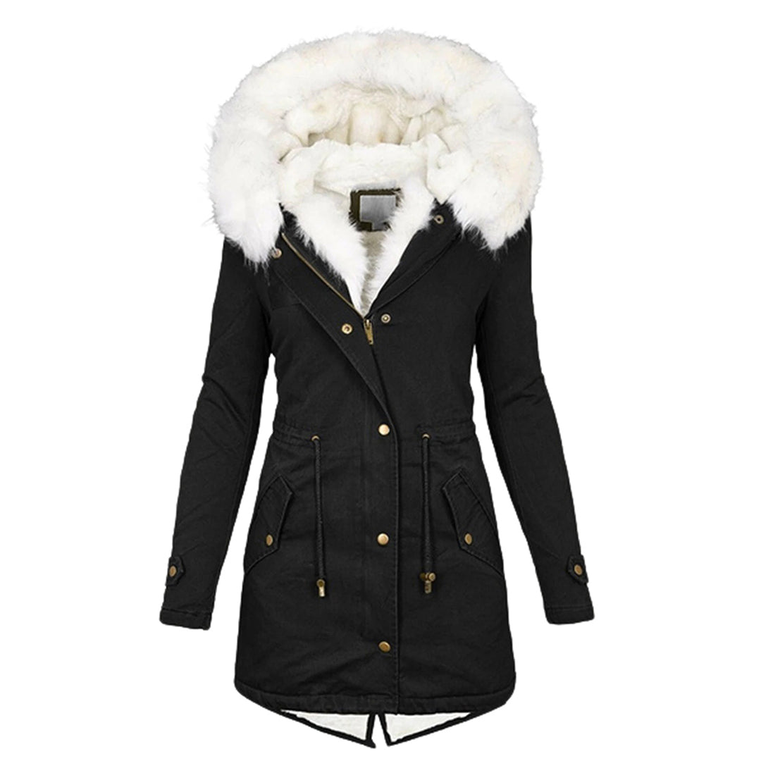 W&W Mode Elegante Winterjacke mit Kapuze und Knopfdetail
