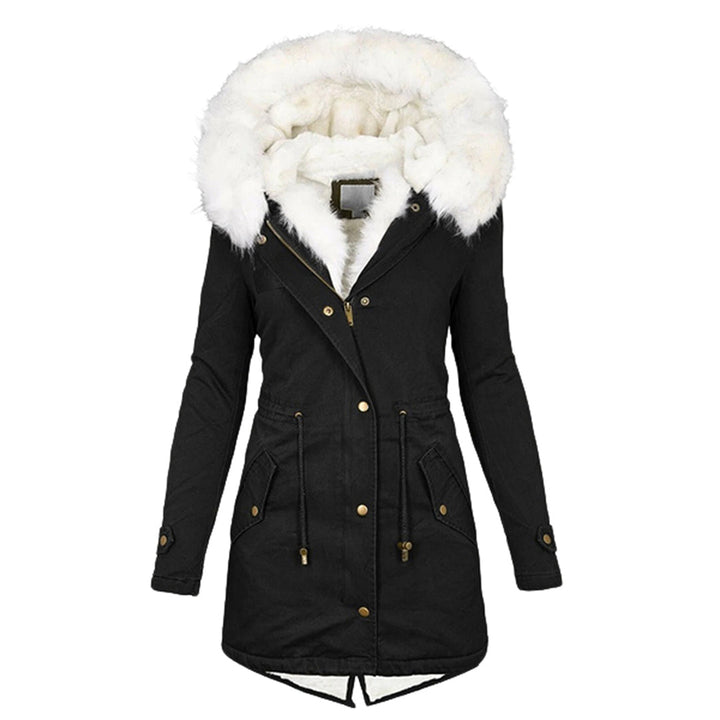 W&W Mode Elegante Winterjacke mit Kapuze und Knopfdetail