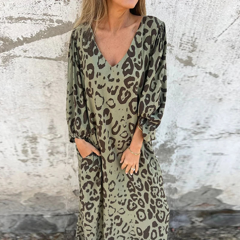 WW | Vintage-Eleganz Leopard Kleid für Damen