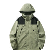 WW - Unisex Outdoor winddichte und wasserdichte Kapuzenjacken mit langen Ärmeln und farblich passendem Reißverschluss