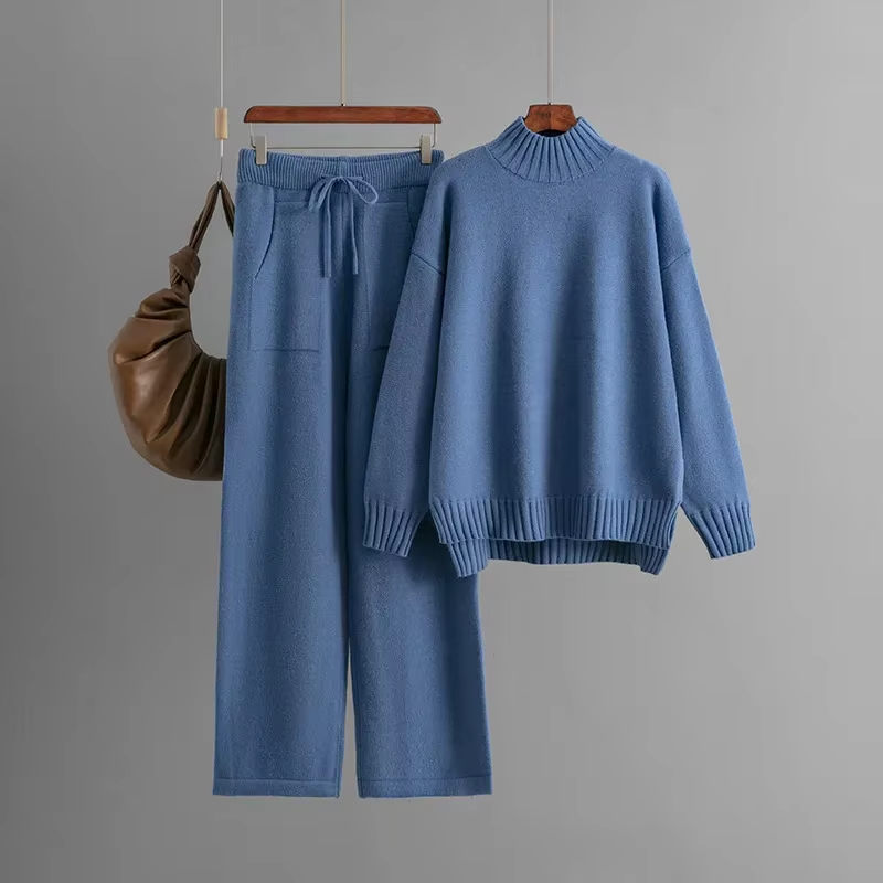 WW | Stilvolles Set Aus Langärmeligem Pullover Und Gerader Hose