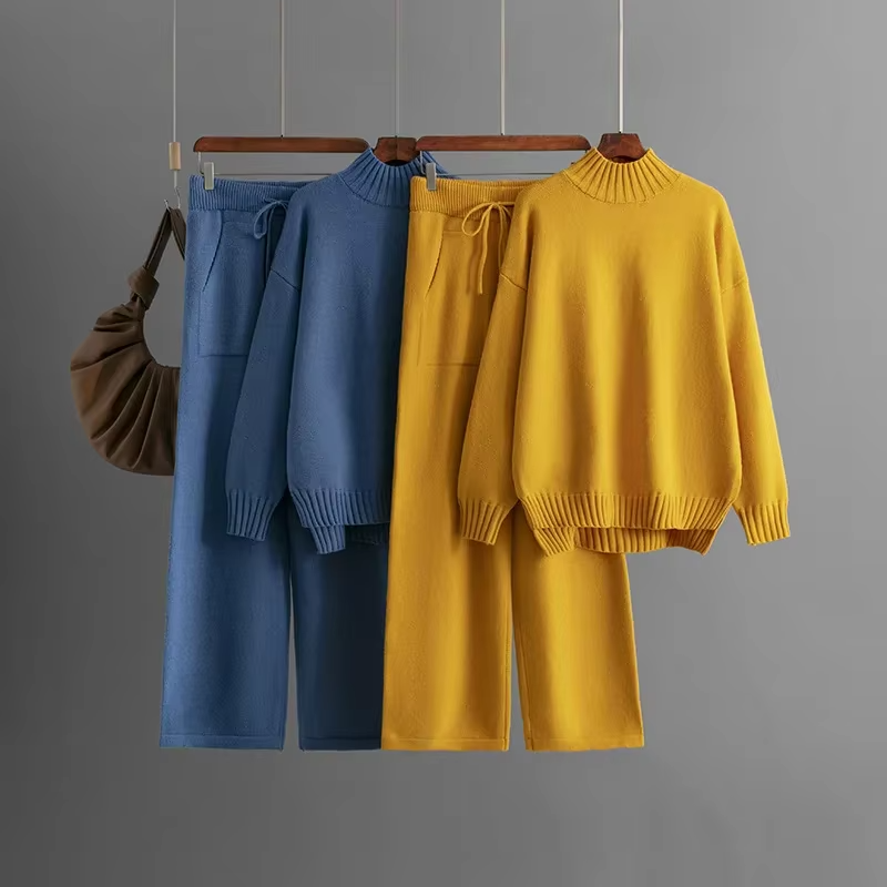 WW | Stilvolles Set Aus Langärmeligem Pullover Und Gerader Hose