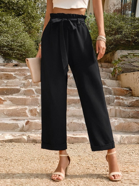 WW - Hosen mit hoher Taille und Kordelzug