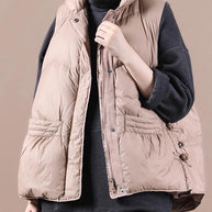 WW | lässige Damen Parka Mäntel Khaki Stehkragen Reißverschluss Daunenjacke