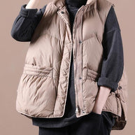 WW | lässige Damen Parka Mäntel Khaki Stehkragen Reißverschluss Daunenjacke