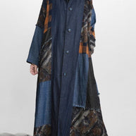 WW | denim blau Patchwork Knopf Bund trenchcoats