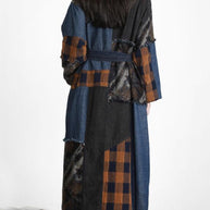 WW | denim blau Patchwork Knopf Bund trenchcoats