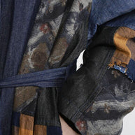 WW | denim blau Patchwork Knopf Bund trenchcoats
