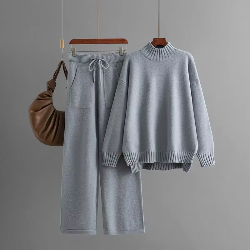 WW | Stilvolles Set Aus Langärmeligem Pullover Und Gerader Hose