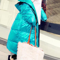 WW | grüner warmer Wintermantel lässige Winterjacke mit Kapuze Reißverschluss Lässige Jacken