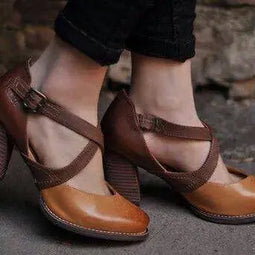 WW | Hellbraune Sommer Leder High Heels