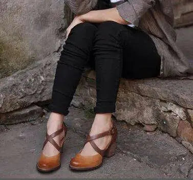 WW | Hellbraune Sommer Leder High Heels